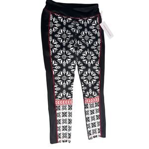 BNWT Krimson & Klover Nordic Snowflake Leggings Women’s Sz M Black White